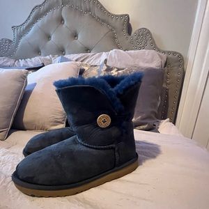 UGGS Navy Blue Girls Bailey Button Boots